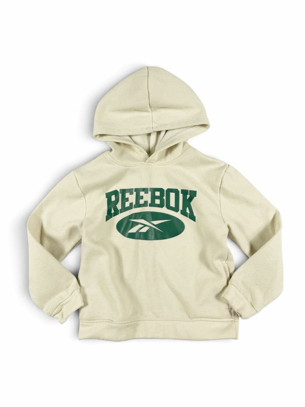 Reebok Kids Logo Fleece Hoodie Cream Green Size 6